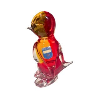 VTG Murano Glass Red and Yellow Penguin Figurine